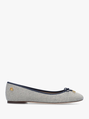 Jayna Cross Dyed White & Navy Canvas Ballet Pumps