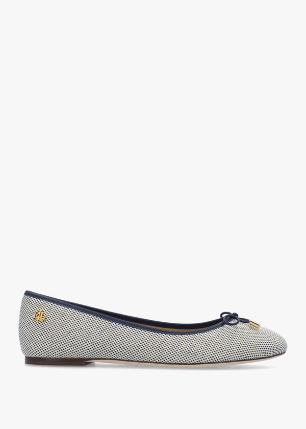 Jayna Cross Dyed White & Navy Canvas Ballet Pumps