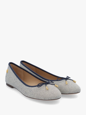 Jayna Cross Dyed White & Navy Canvas Ballet Pumps