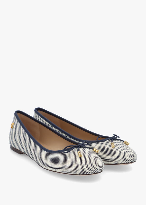 Jayna Cross Dyed White & Navy Canvas Ballet Pumps