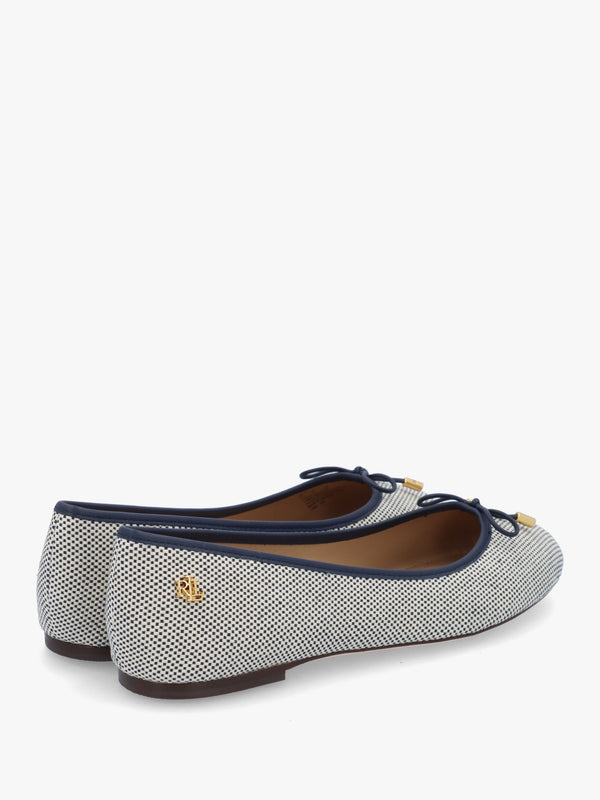 Jayna Cross Dyed White & Navy Canvas Ballet Pumps