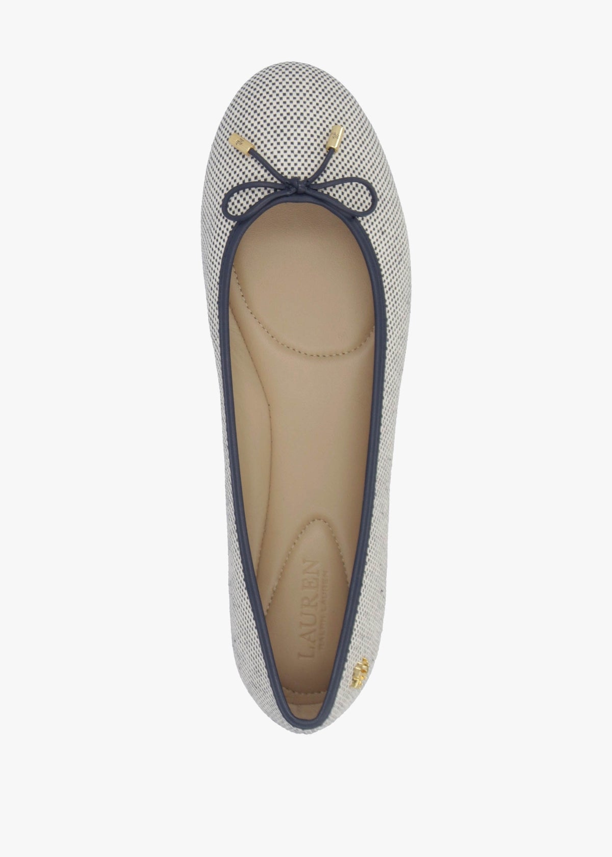 Jayna Cross Dyed White & Navy Canvas Ballet Pumps