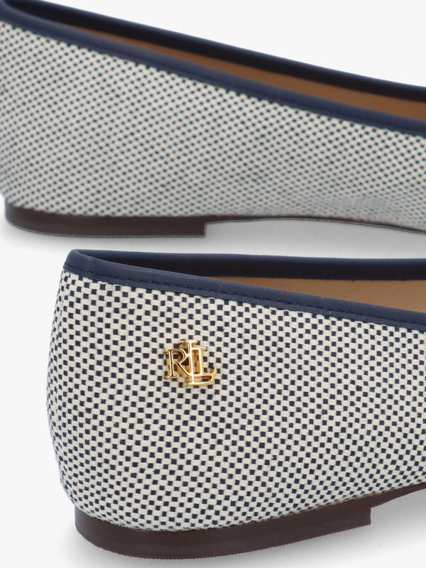 Jayna Cross Dyed White & Navy Canvas Ballet Pumps