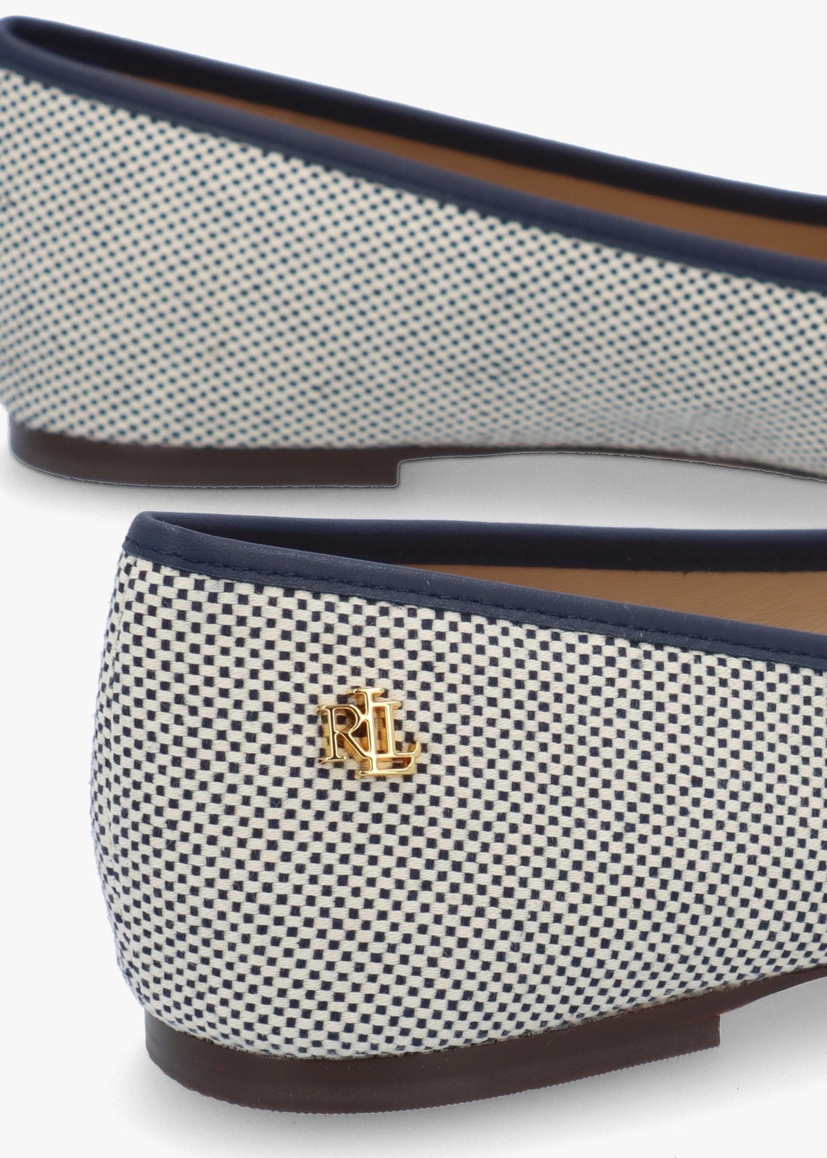 Jayna Cross Dyed White & Navy Canvas Ballet Pumps