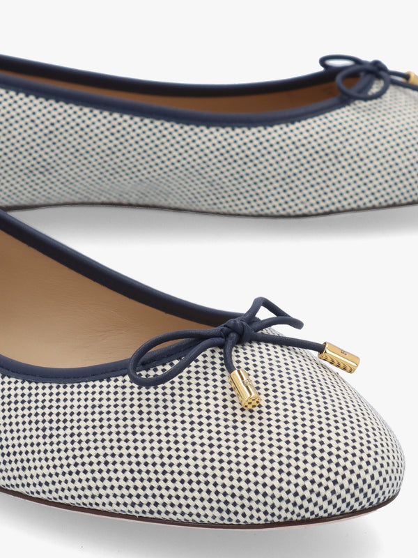 Jayna Cross Dyed White & Navy Canvas Ballet Pumps