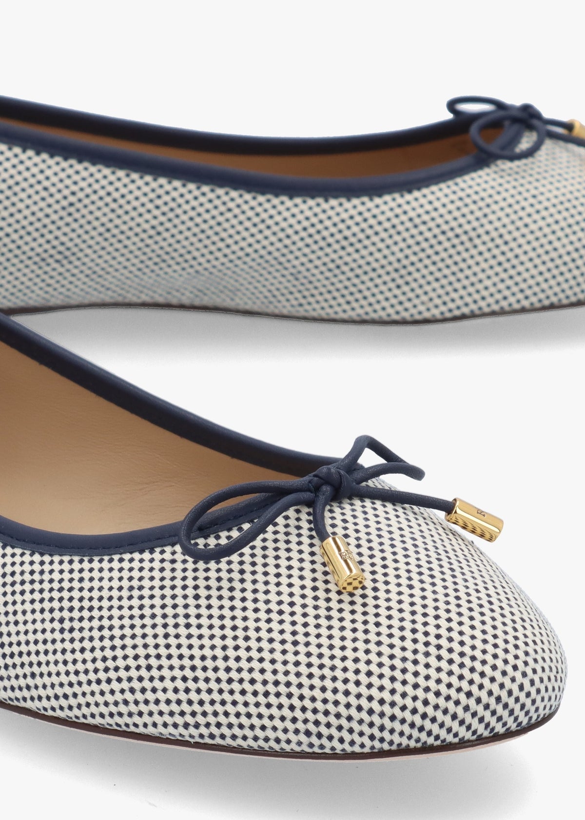 Jayna Cross Dyed White & Navy Canvas Ballet Pumps