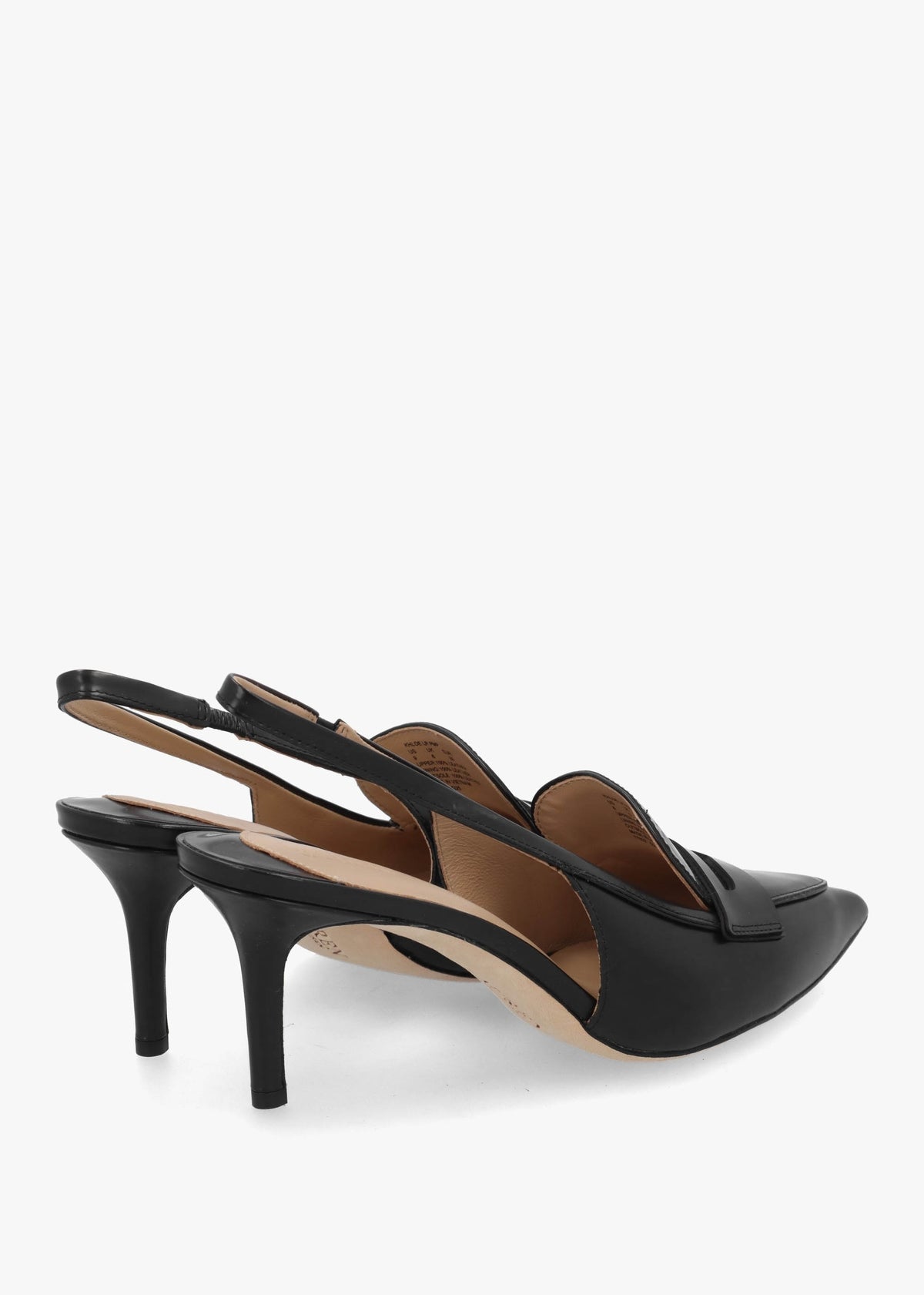 Khloe Black Leather Loafer Heeled Sling Backs