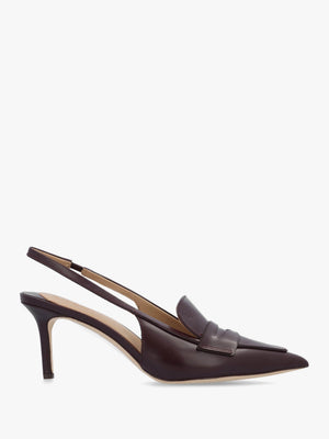 Khloe Red Leather Loafer Heeled Sling Backs
