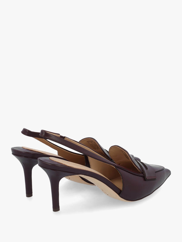 Khloe Red Leather Loafer Heeled Sling Backs
