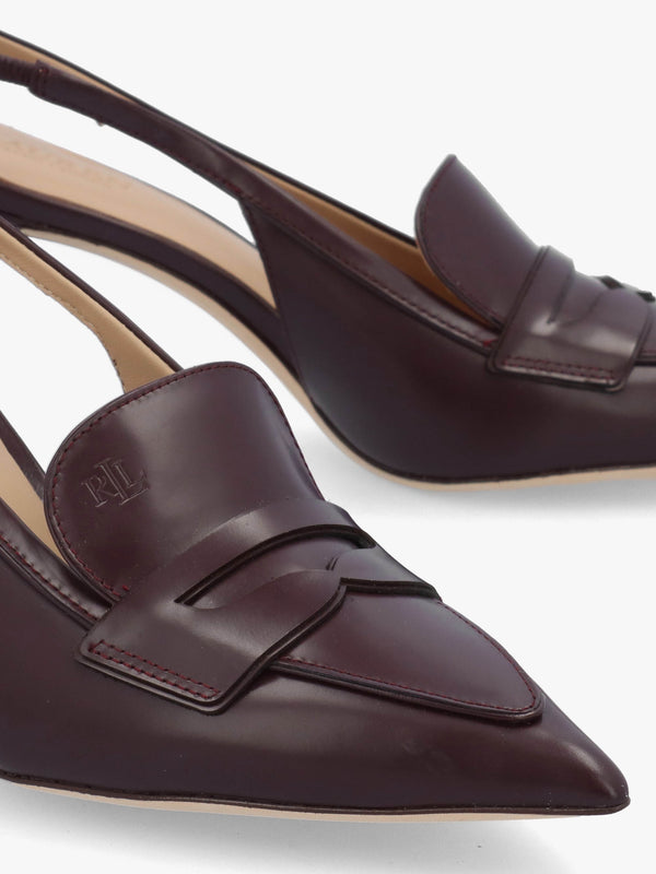 Khloe Red Leather Loafer Heeled Sling Backs