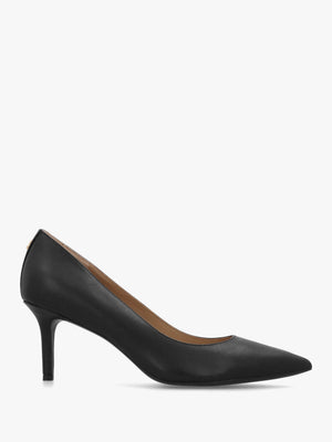 Lanette II Black Leather Mid Heel Court Shoes