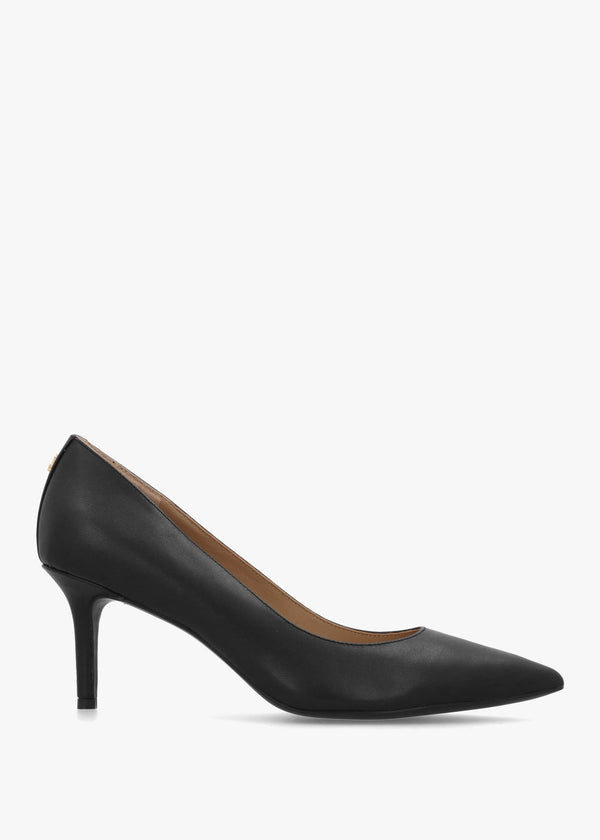 Lanette II Black Leather Mid Heel Court Shoes