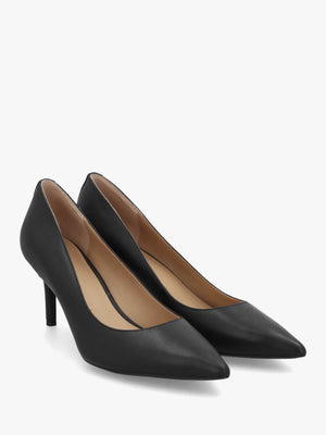 Lanette II Black Leather Mid Heel Court Shoes