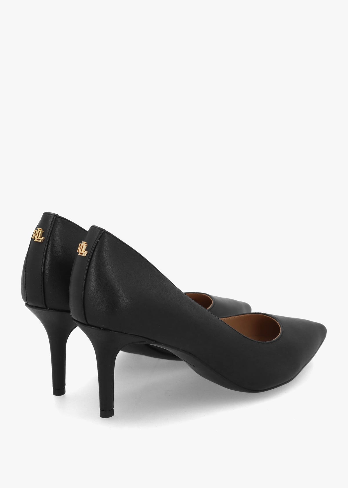 Lanette II Black Leather Mid Heel Court Shoes