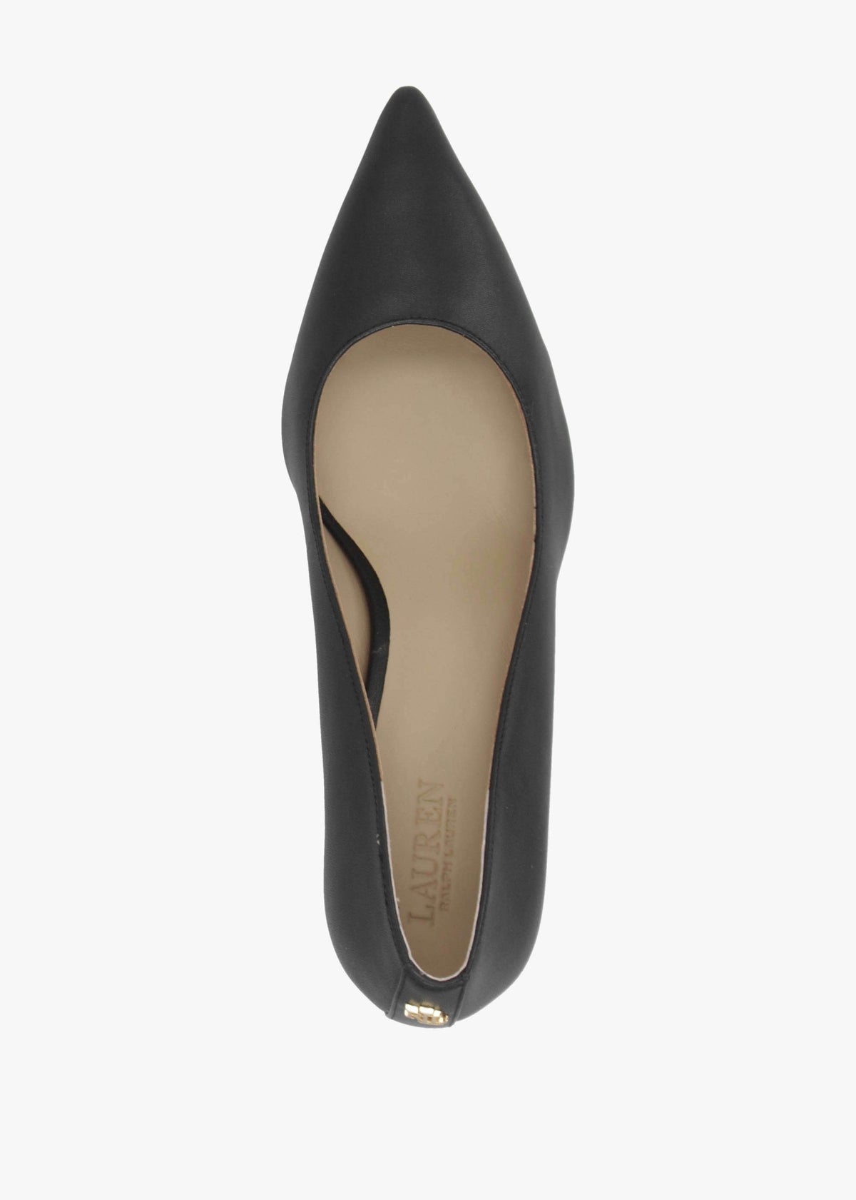 Lanette II Black Leather Mid Heel Court Shoes