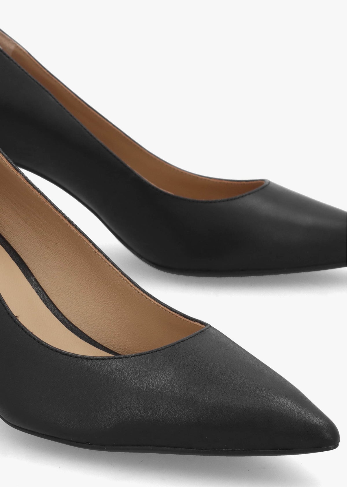 Lanette II Black Leather Mid Heel Court Shoes