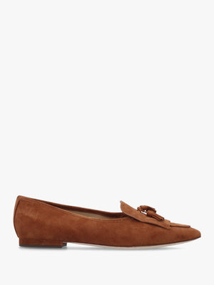 Londyn Kiltie Lauren Tan Suede Ballet Pumps
