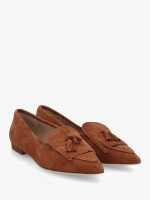 Londyn Kiltie Lauren Tan Suede Ballet Pumps