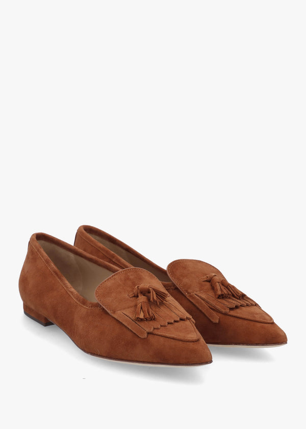 Londyn Kiltie Lauren Tan Suede Ballet Pumps