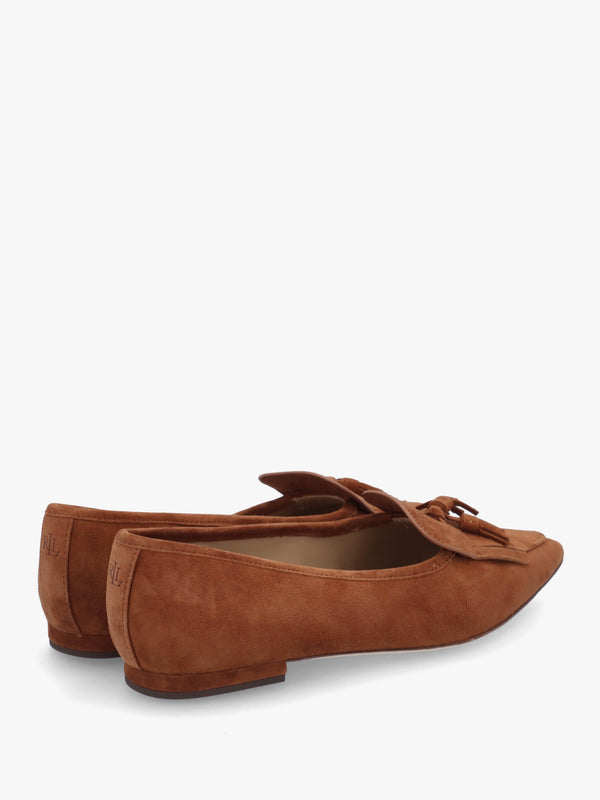 Londyn Kiltie Lauren Tan Suede Ballet Pumps