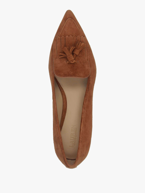 Londyn Kiltie Lauren Tan Suede Ballet Pumps