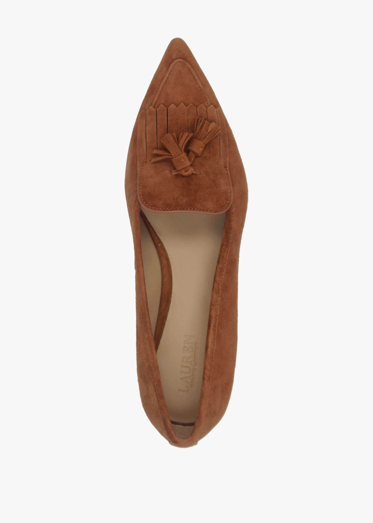 Londyn Kiltie Lauren Tan Suede Ballet Pumps