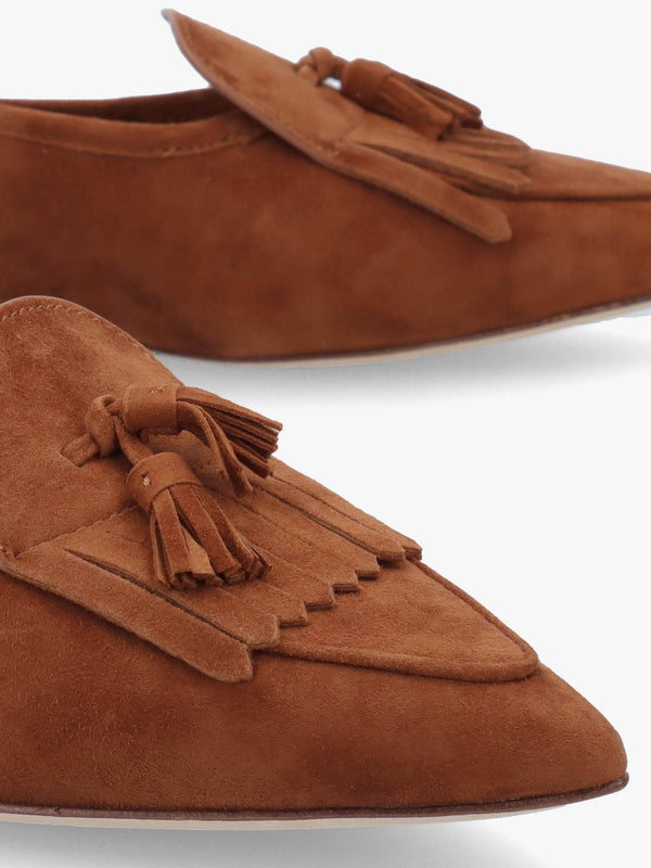 Londyn Kiltie Lauren Tan Suede Ballet Pumps
