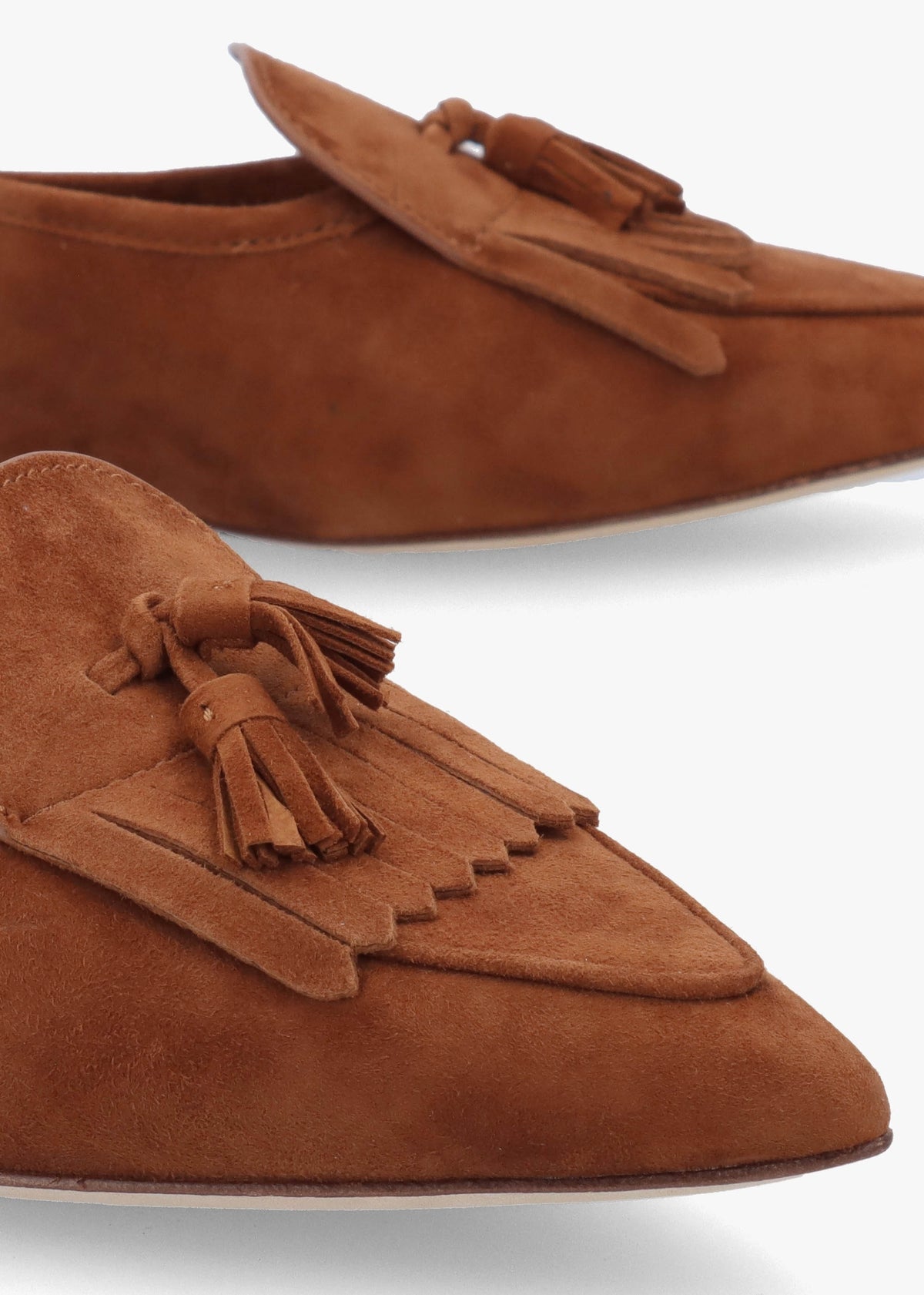 Londyn Kiltie Lauren Tan Suede Ballet Pumps