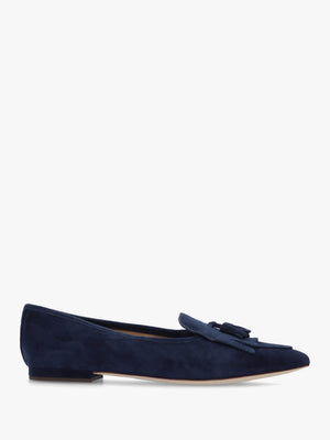 Londyn Kiltie Lauren Navy Suede Ballet Pumps