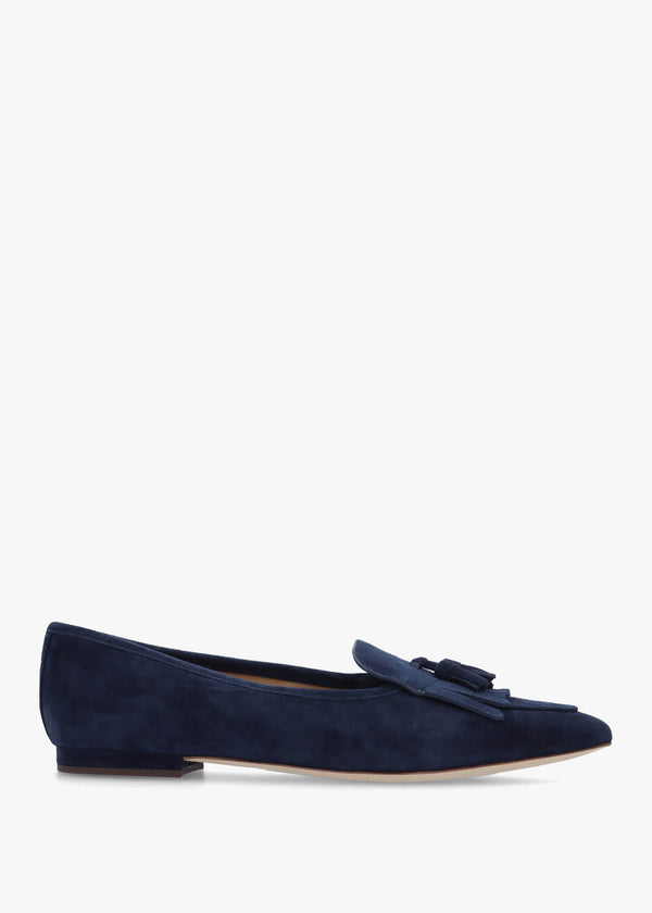 Londyn Kiltie Lauren Navy Suede Ballet Pumps