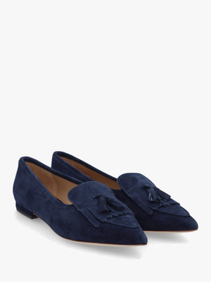Londyn Kiltie Lauren Navy Suede Ballet Pumps