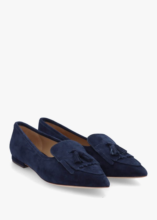 Londyn Kiltie Lauren Navy Suede Ballet Pumps