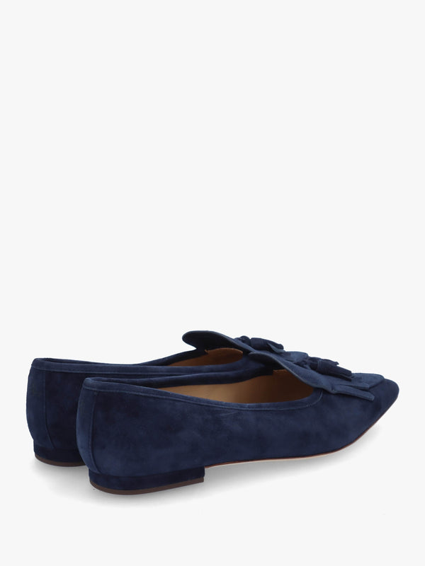 Londyn Kiltie Lauren Navy Suede Ballet Pumps