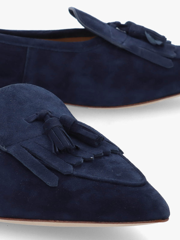 Londyn Kiltie Lauren Navy Suede Ballet Pumps