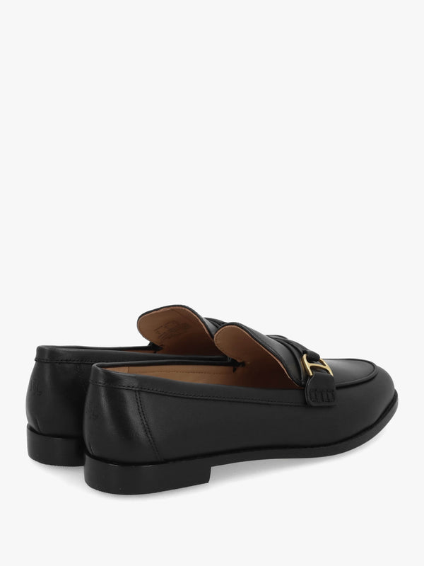 Tasha Lauren Black Leather Loafers