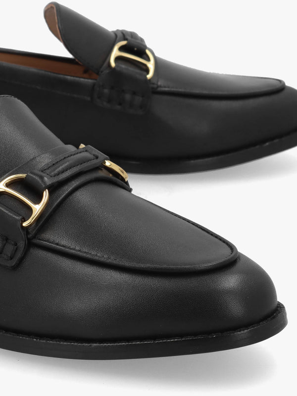Tasha Lauren Black Leather Loafers