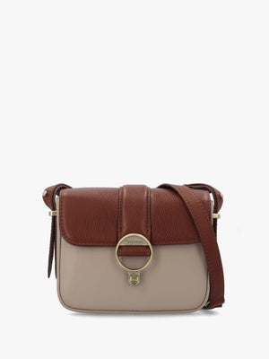 Mini Rosa Pebbled Pink Brown Leather Cross-Body Bag