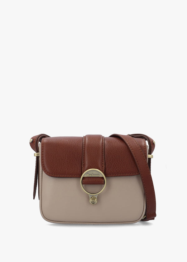 Mini Rosa Pebbled Pink Brown Leather Cross-Body Bag