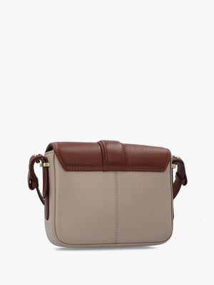 Mini Rosa Pebbled Pink Brown Leather Cross-Body Bag