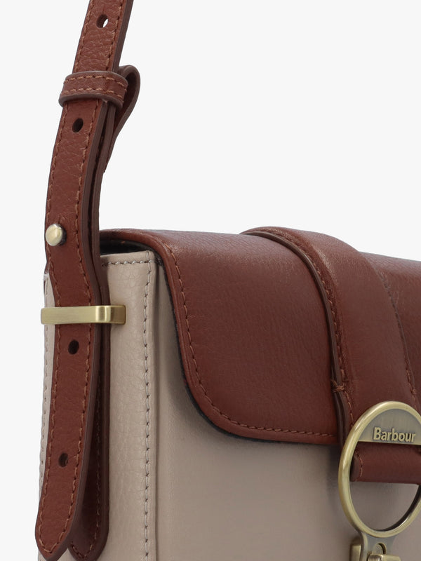 Mini Rosa Pebbled Pink Brown Leather Cross-Body Bag