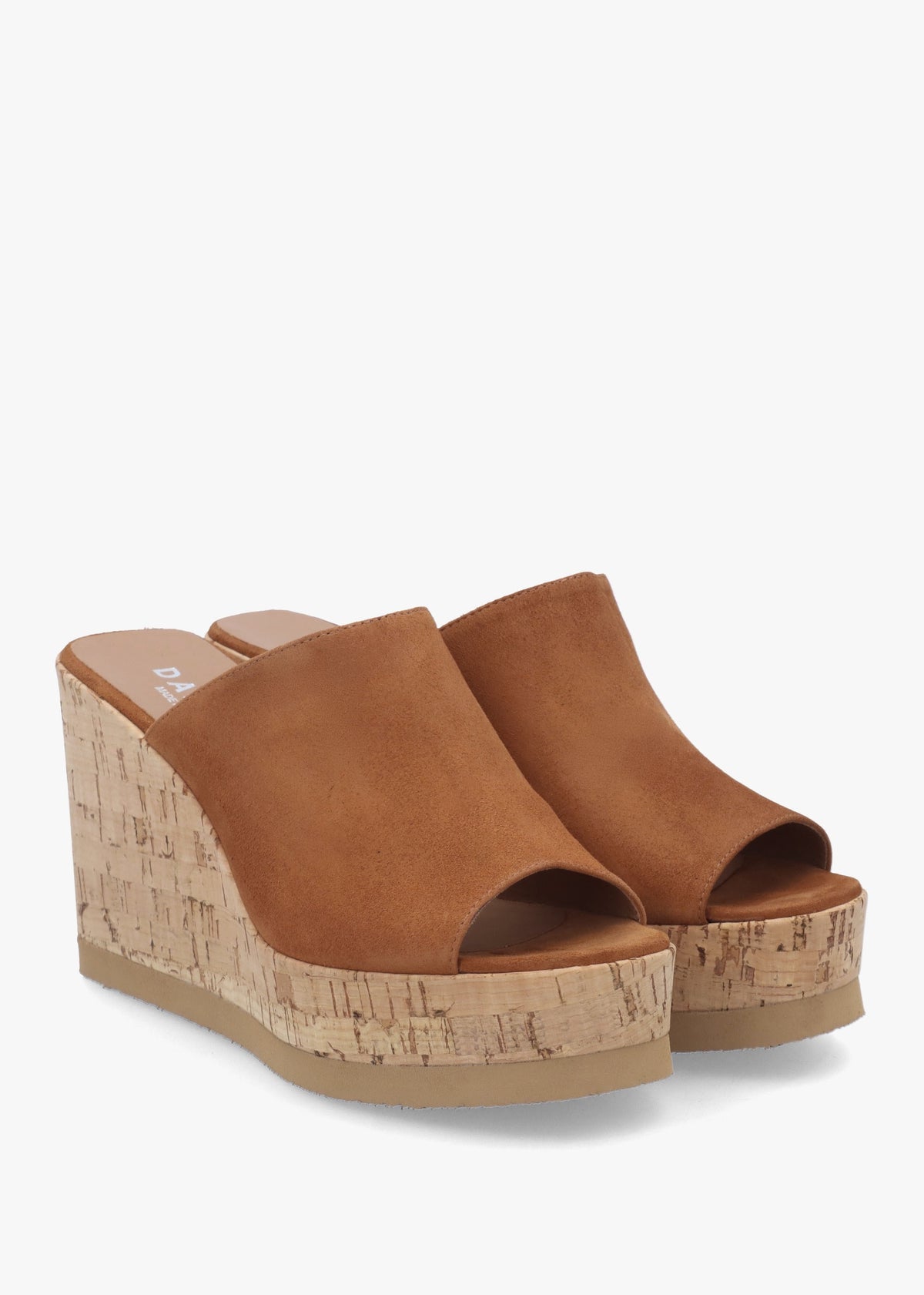 Sheli Tan Suede Cork Wedge Mules