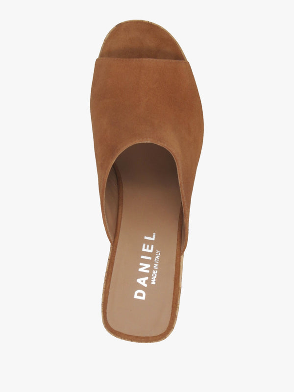 Sheli Tan Suede Cork Wedge Mules