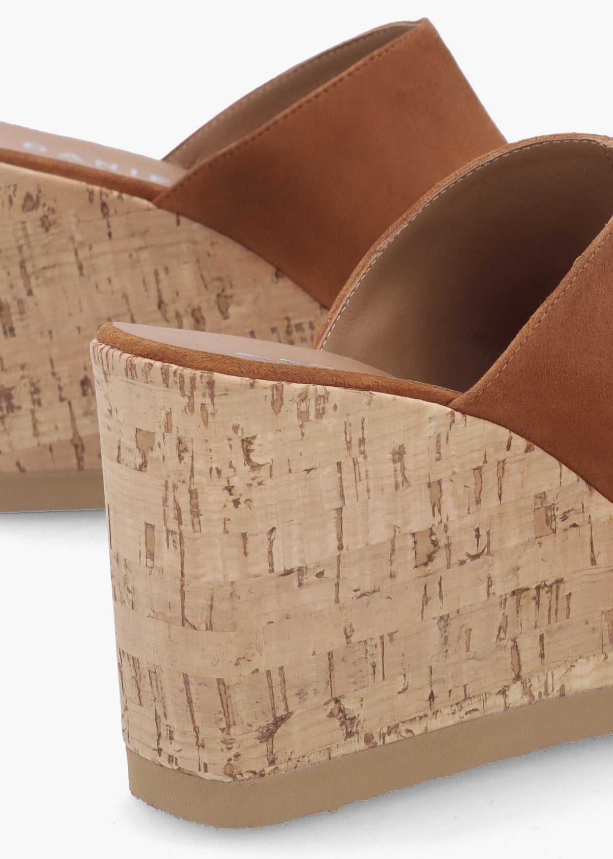 Sheli Tan Suede Cork Wedge Mules