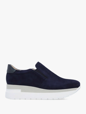 Commy Navy Suede Flatform Wedge Shoes