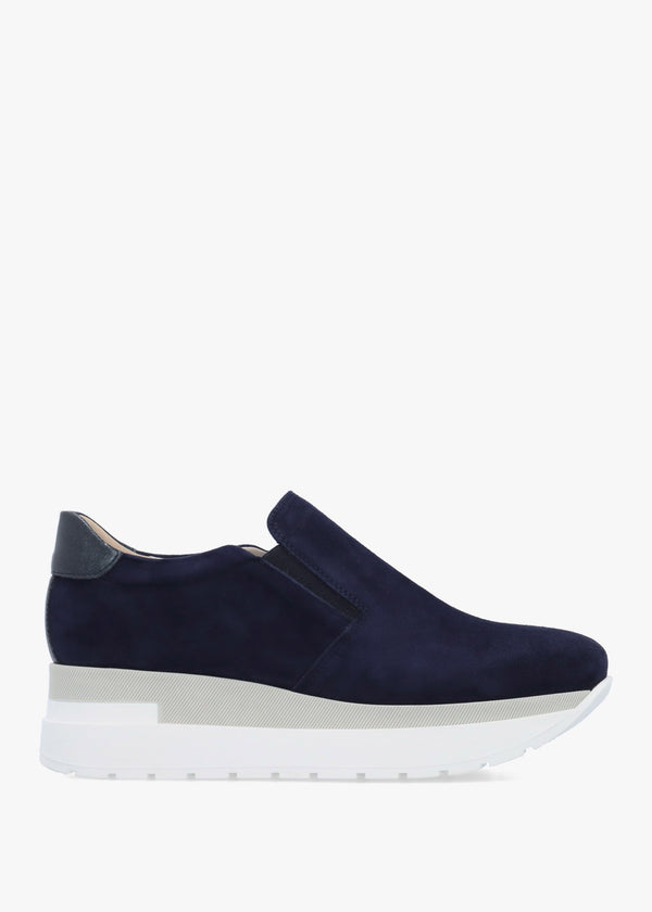 Commy Navy Suede Flatform Wedge Shoes