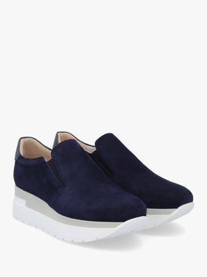 Commy Navy Suede Flatform Wedge Shoes