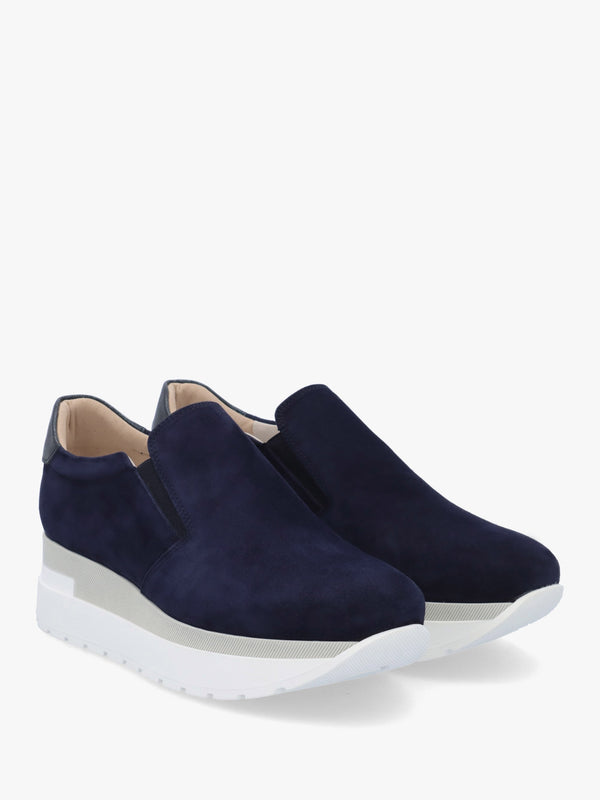 Commy Navy Suede Flatform Wedge Shoes