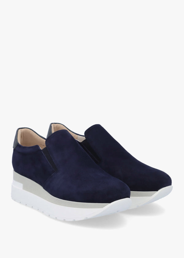 Commy Navy Suede Flatform Wedge Shoes