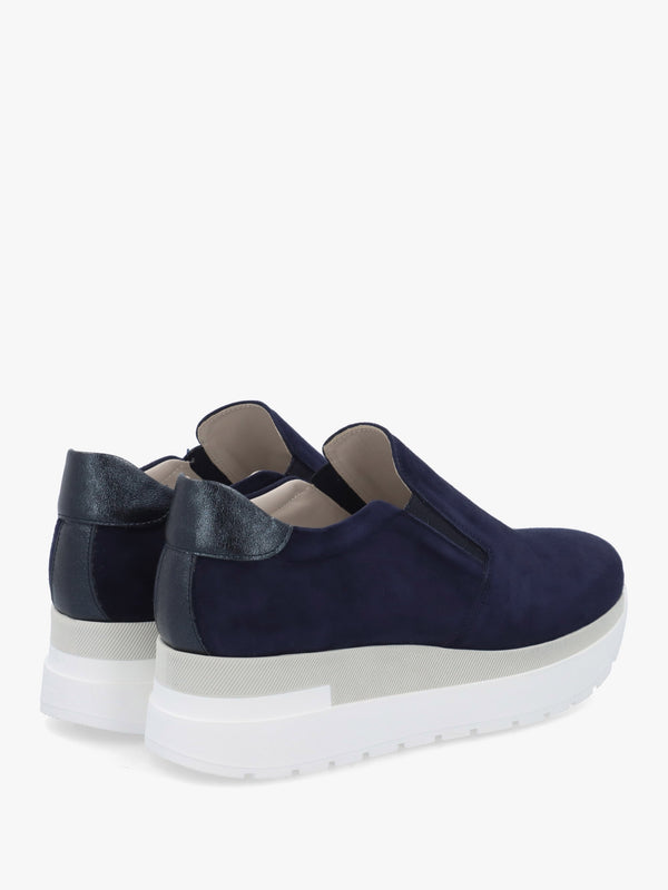 Commy Navy Suede Flatform Wedge Shoes