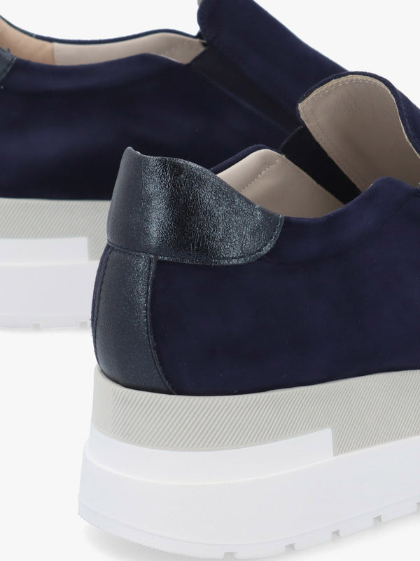 Commy Navy Suede Flatform Wedge Shoes